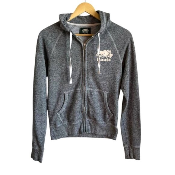 Roots Zip Up Hoodie XS Gray Salt Pepper Canada - Picture 2 of 13
